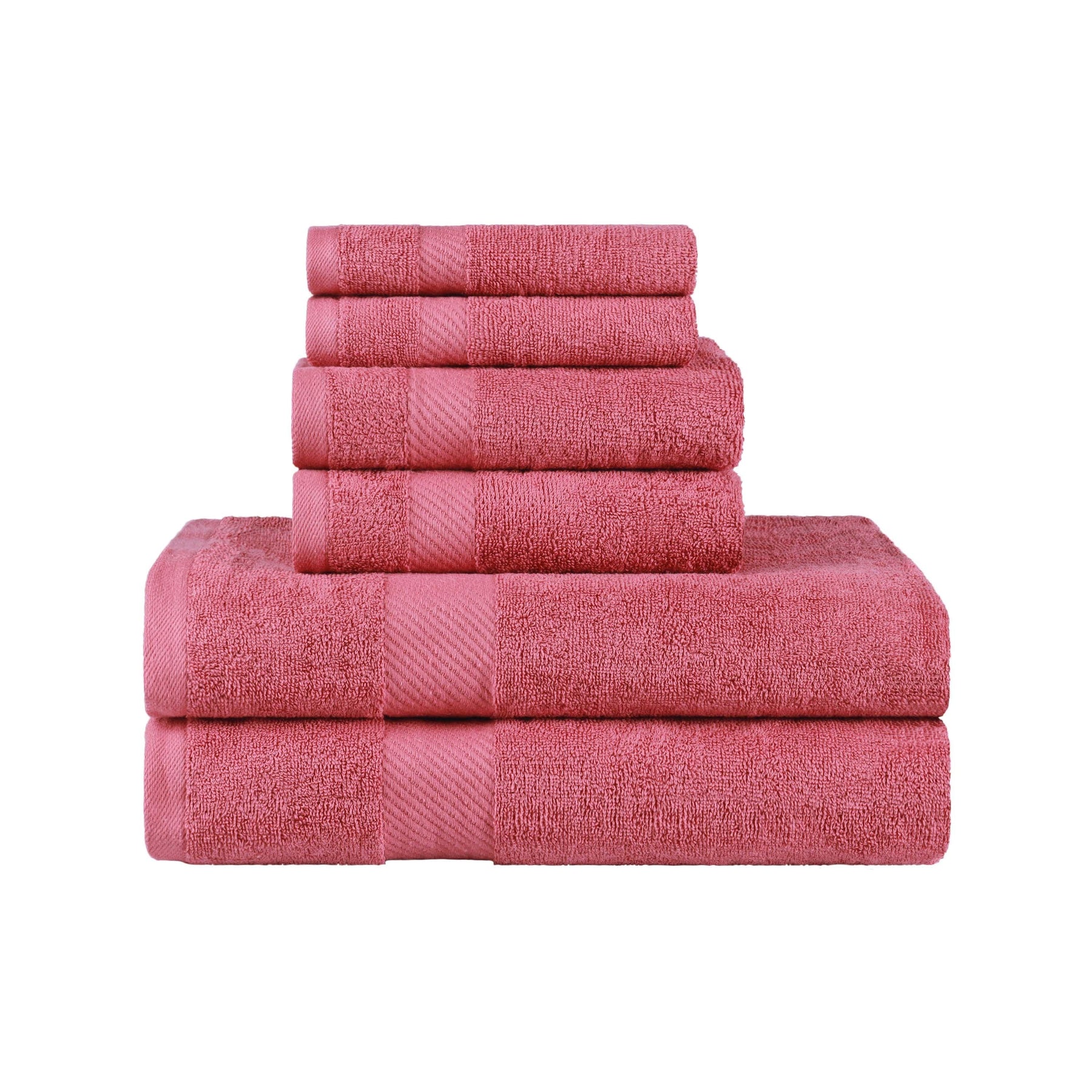 Egyptian Cotton Dobby Border Medium Weight 6 Piece Towel Set - Towel Set by Superior - Superior 