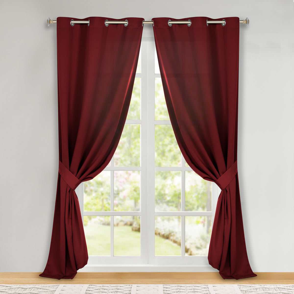 Classic Modern Solid Room Darkening Blackout Curtain Panels, Set of 2 - Sangaria