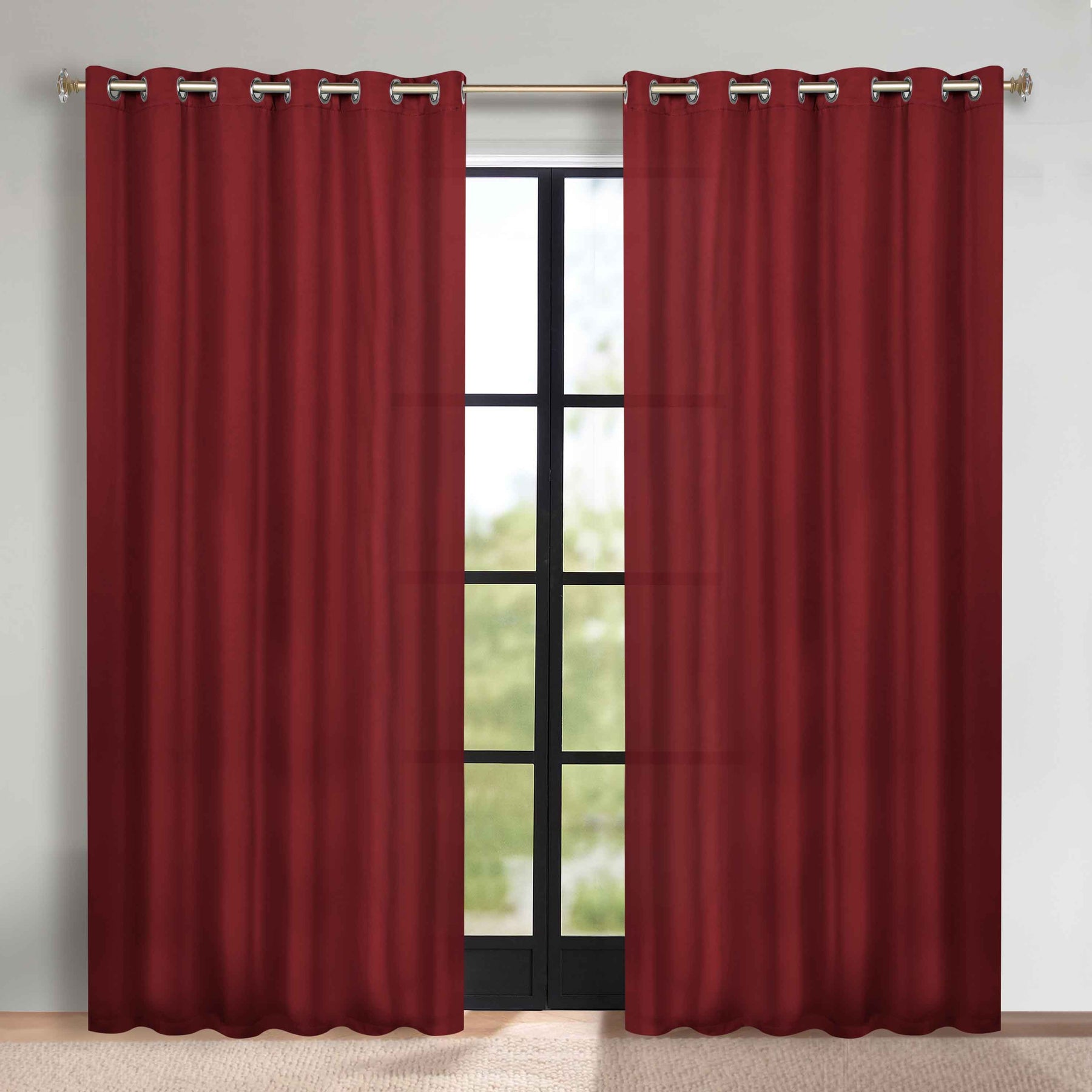 Classic Modern Solid Room Darkening Blackout Curtain Panels, Set of 2 - Sangaria