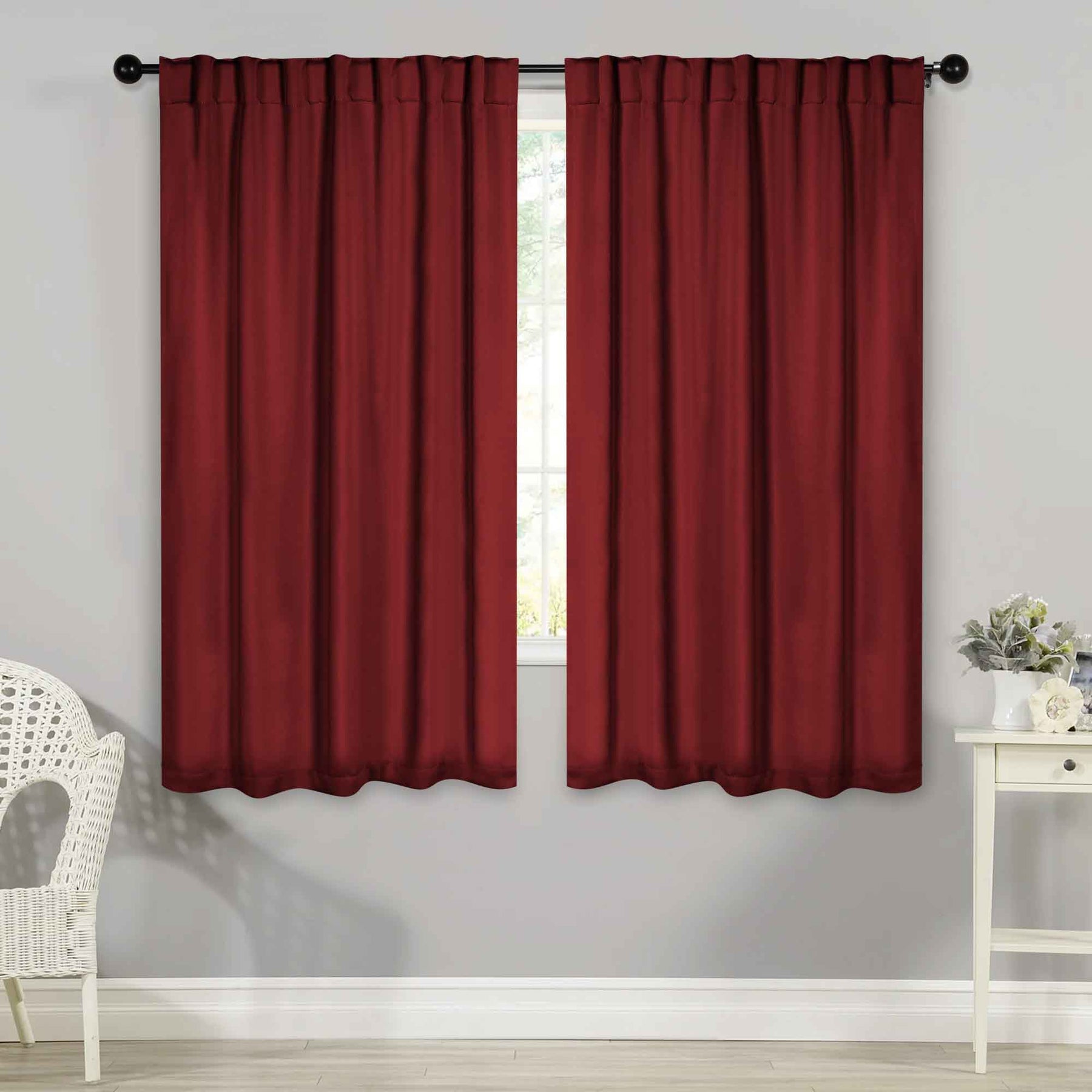 Solid Room Darkening Blackout Curtain Panels, Back Tabs, Set of 2