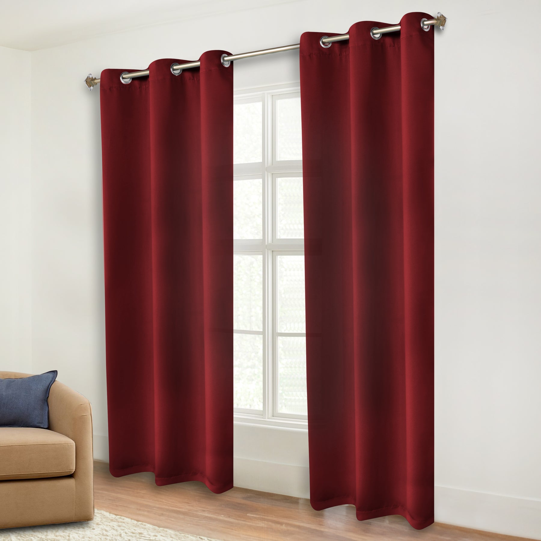 Classic Modern Solid Room Darkening Blackout Curtain Panels, Set of 2 - Sangaria