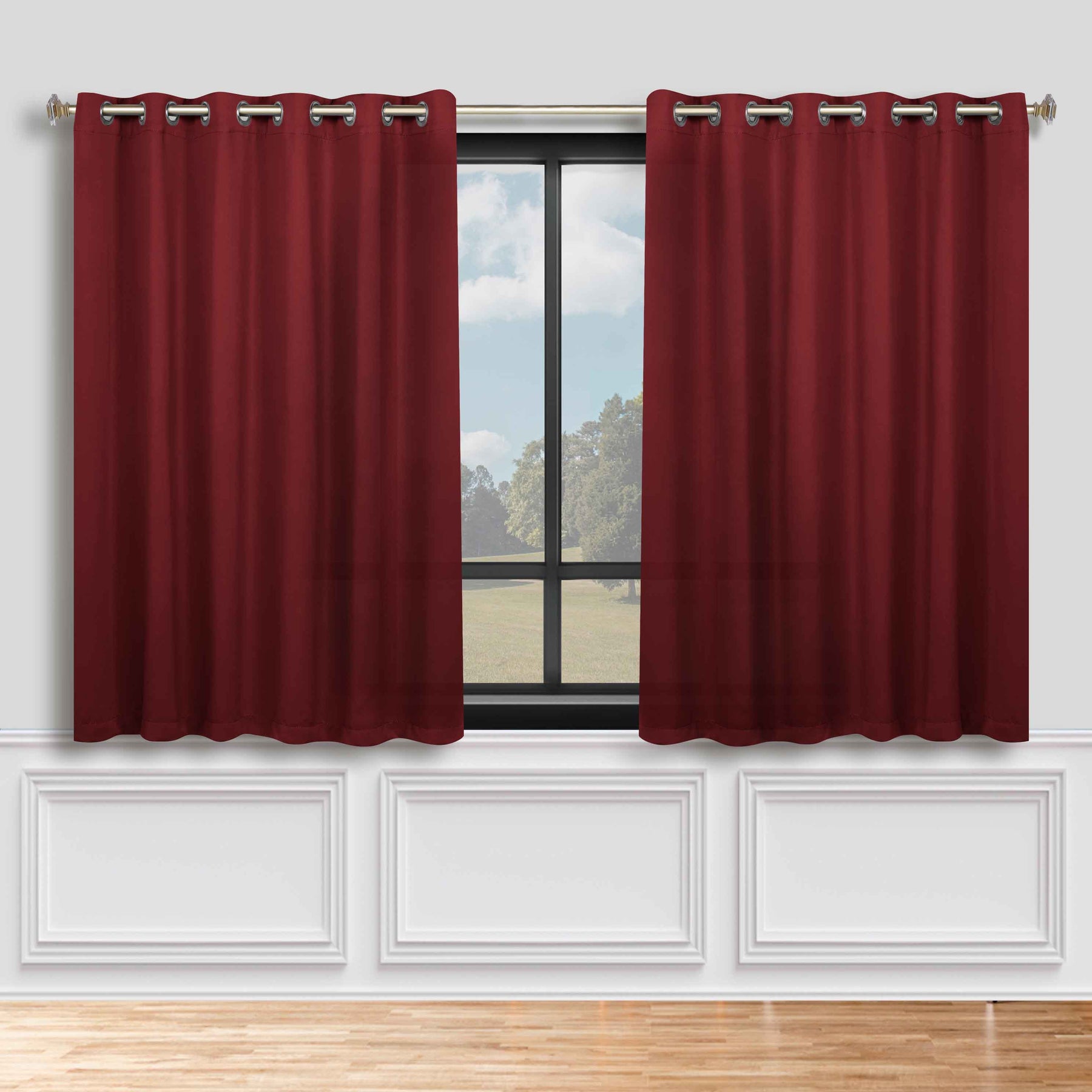 Classic Modern Solid Room Darkening Blackout Curtain Panels, Set of 2 - Sangaria