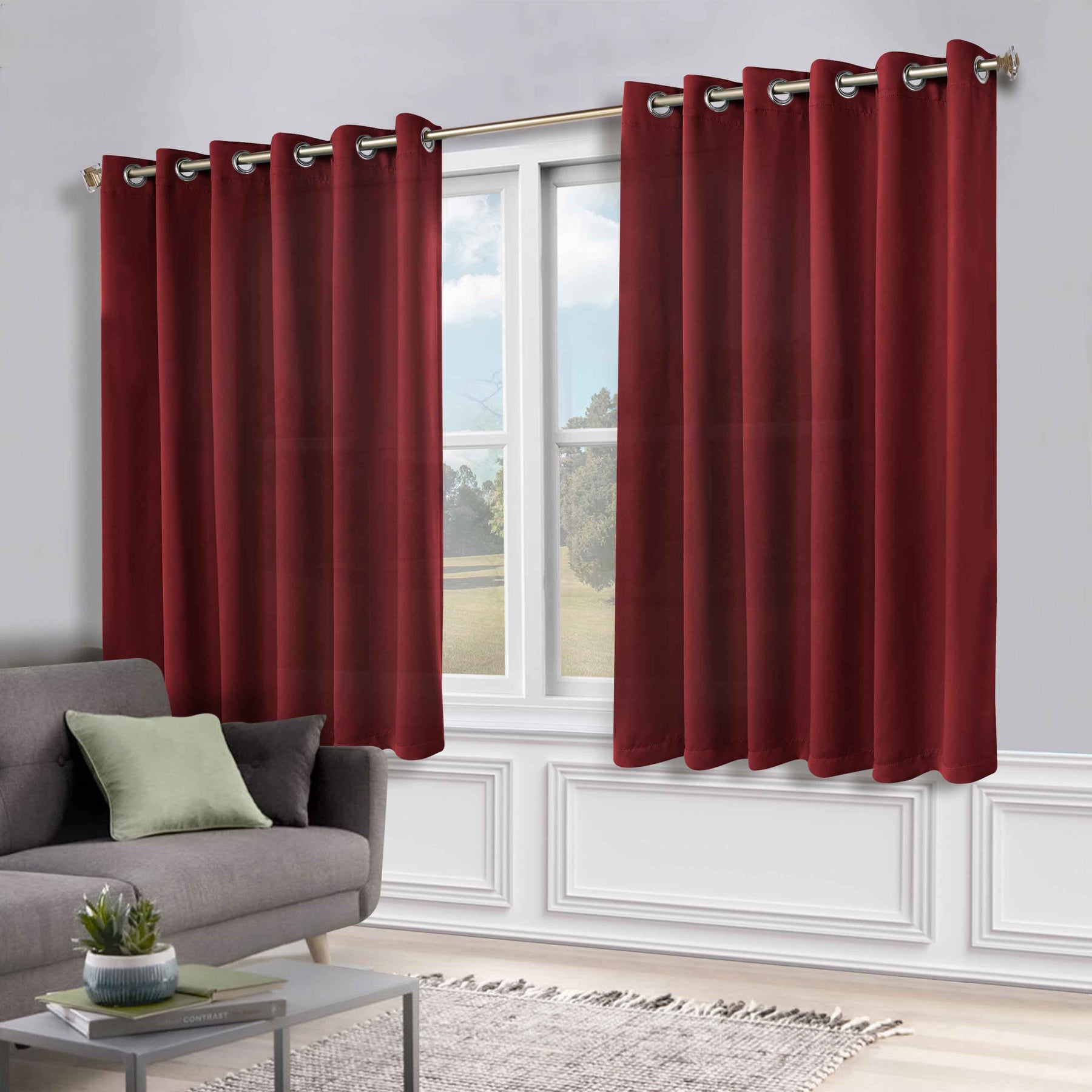 Classic Modern Solid Room Darkening Blackout Curtain Panels, Set of 2 - Sangaria