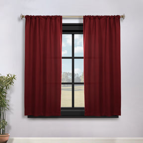 Solid Room Darkening Rod Pocket Blackout Curtain Panels, Set of 2 - Sangaria