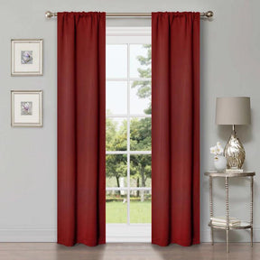 Rod Pocket Room Darkening Solid Blackout Curtains, Set of 2 - Sangaria