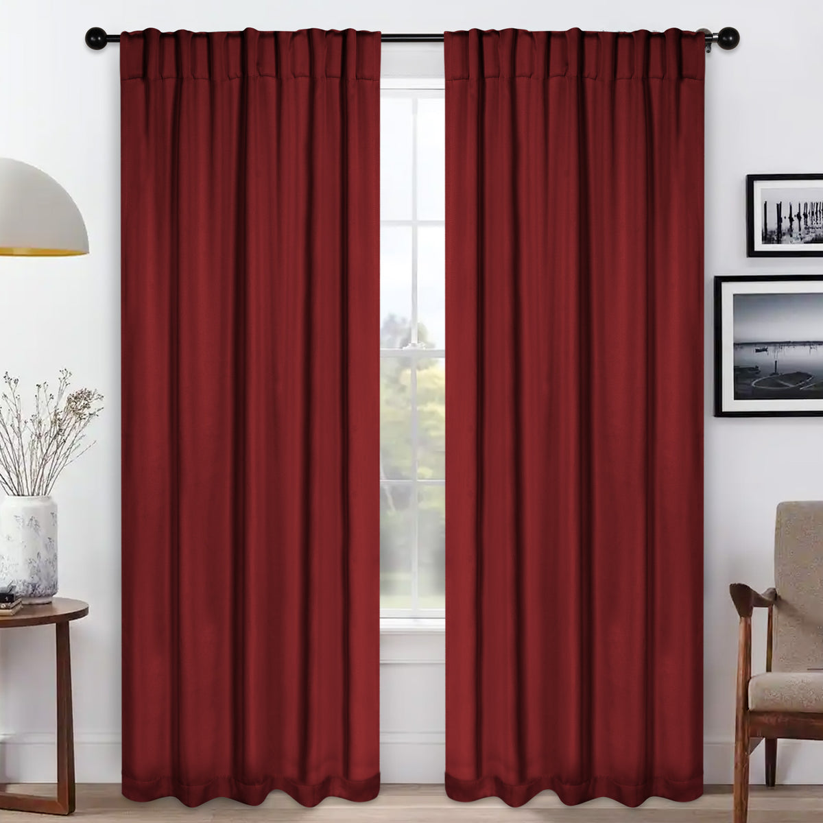 Solid Room Darkening Blackout Curtain Panels, Back Tabs, Set of 2