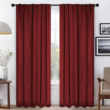 Solid Room Darkening Blackout Curtain Panels, Back Tabs, Set of 2 - Sangria