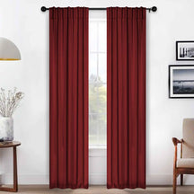 Solid Room Darkening Blackout Curtain Panels, Back Tabs, Set of 2 - Sangria