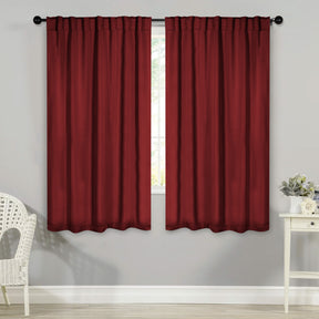 Solid Room Darkening Blackout Curtain Panels, Back Tabs, Set of 2 - Sangria