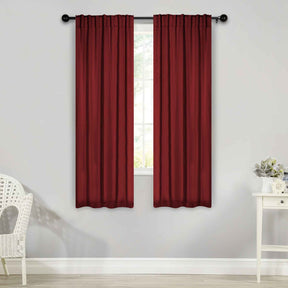 Solid Room Darkening Blackout Curtain Panels, Back Tabs, Set of 2 - Sangria