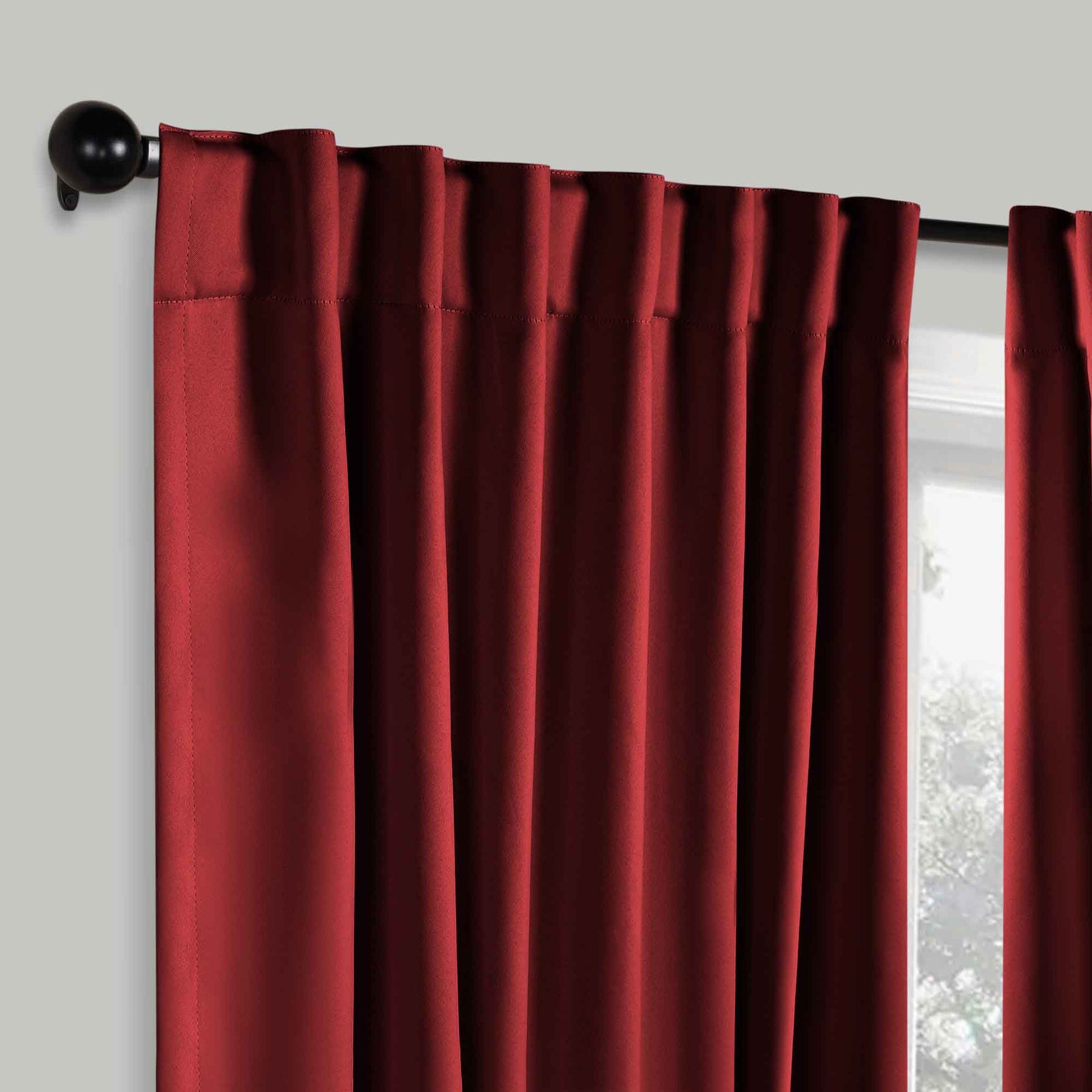 Solid Room Darkening Blackout Curtain Panels, Back Tabs, Set of 2 - Sangria