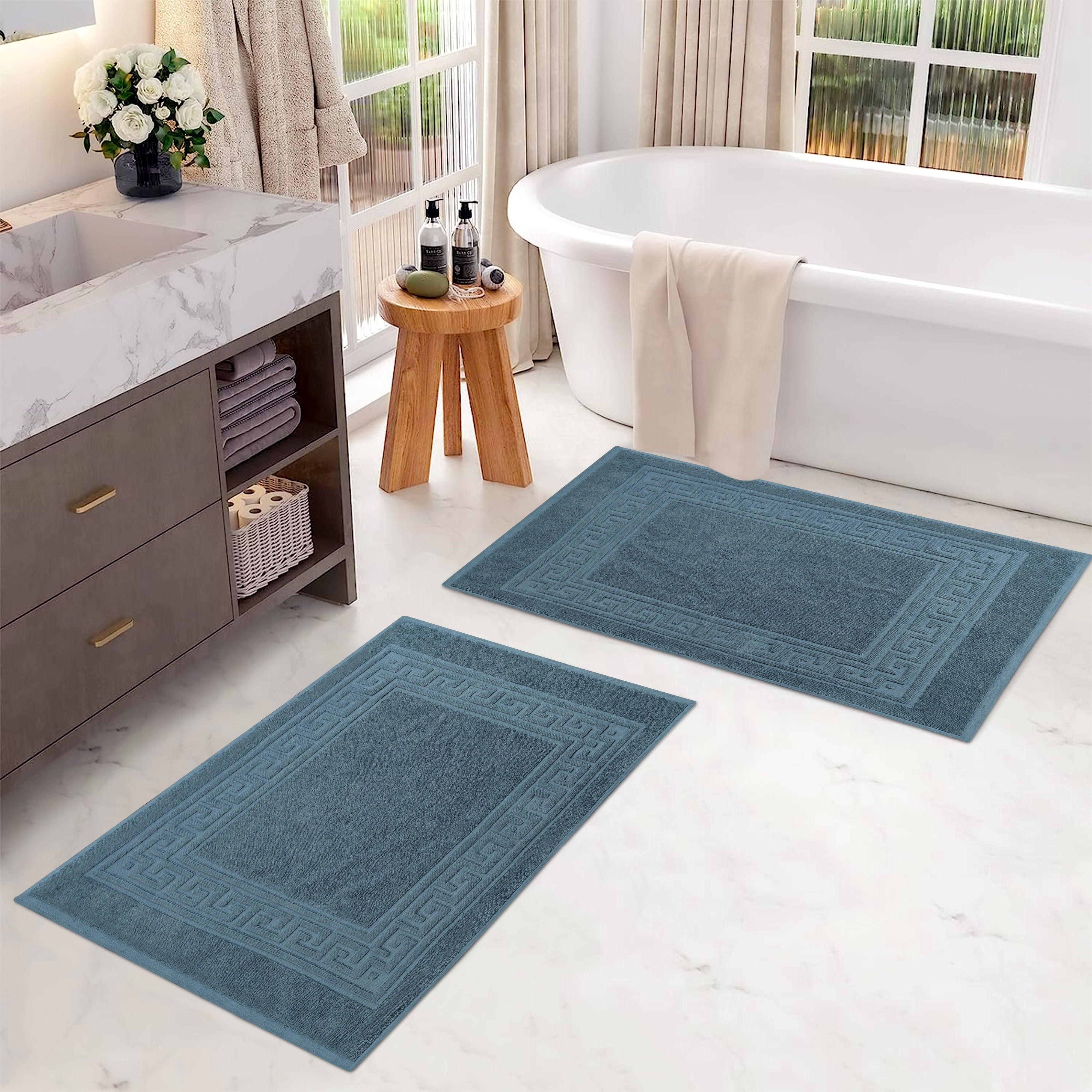 100% Cotton Absorbent Greek Key Border Solid 2 Piece Bath Mat Set - Bath Mats by Superior