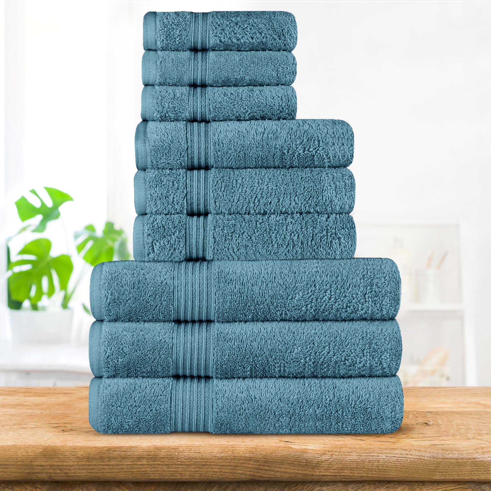 Heritage Egyptian Cotton Plush Absorbent Luxury 9 Piece Towel Set - Towel Set by Superior