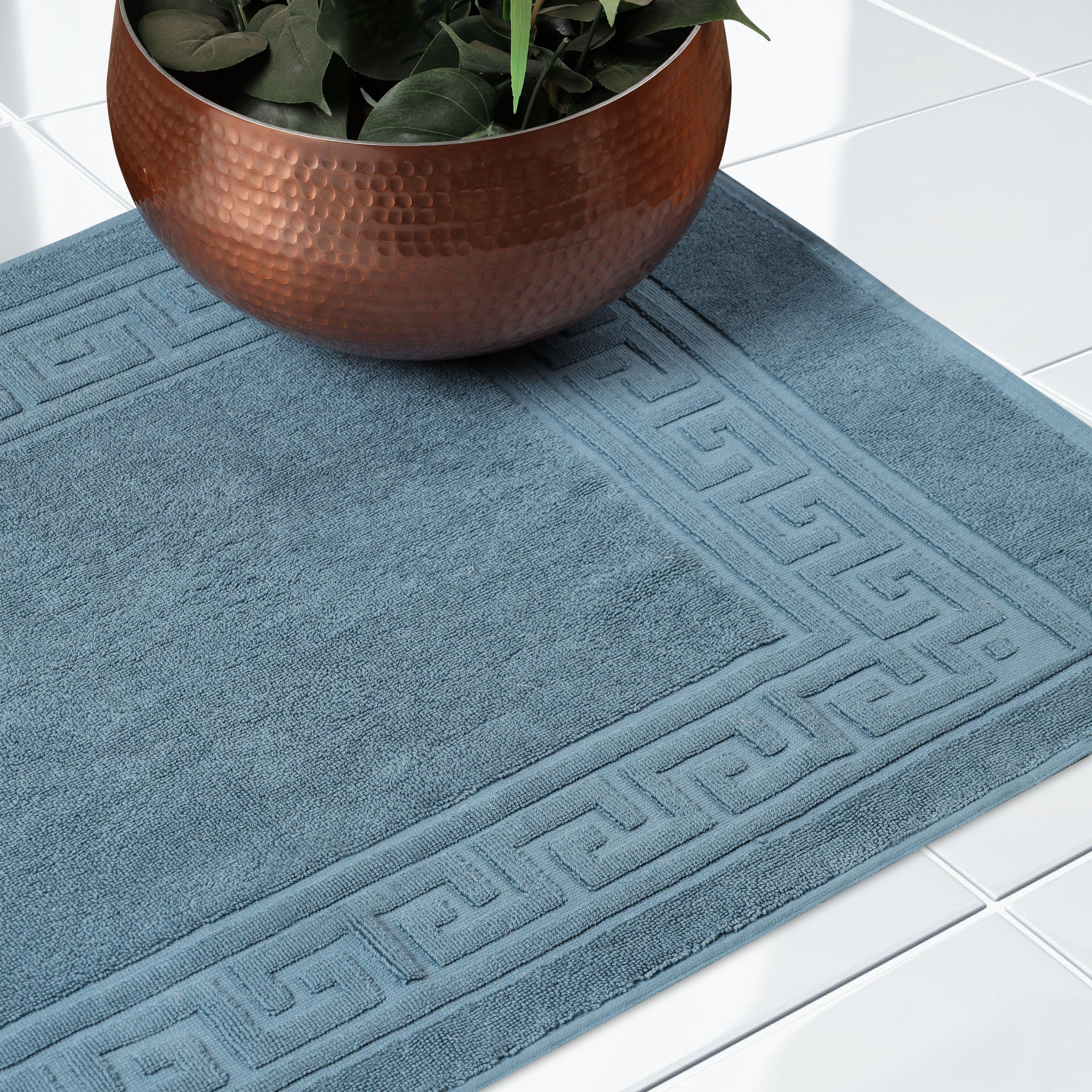 100% Cotton Absorbent Greek Key Border Solid 2 Piece Bath Mat Set - Bath Mats by Superior