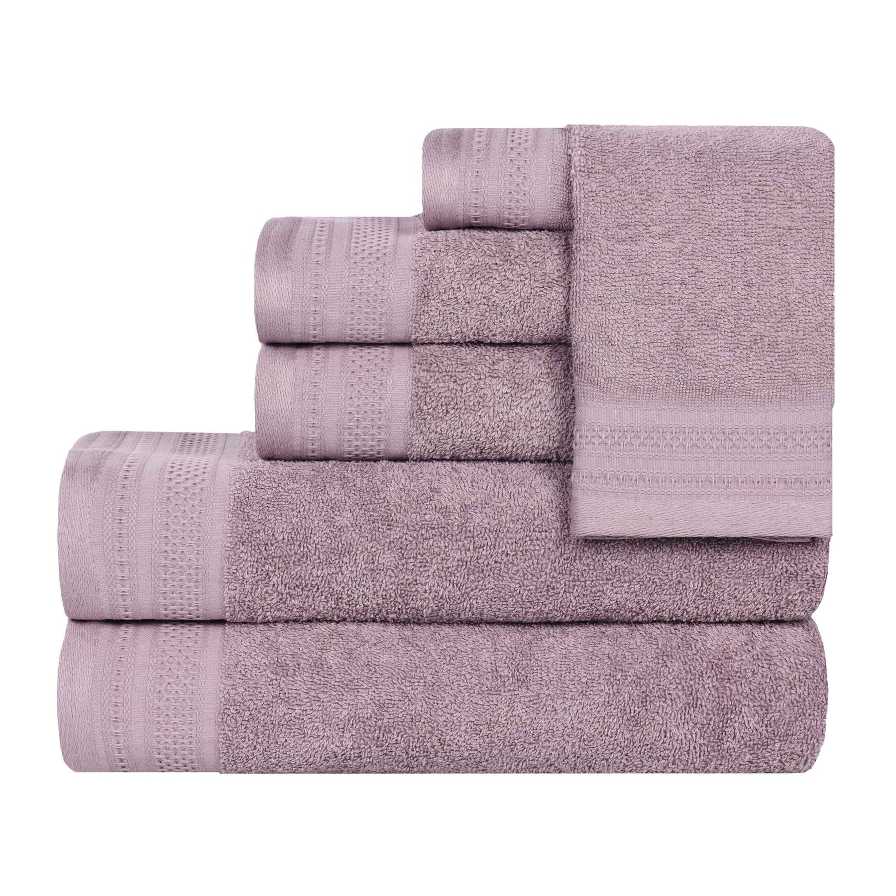 Honeycomb Textured Waffle Border Cotton 6 Piece Towel Set