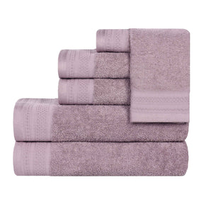 Honeycomb Textured Waffle Border Cotton 6 Piece Towel Set