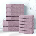 Honeycomb Textured Waffle Border Cotton 12 Piece Towel Set - Towel Set by Superior