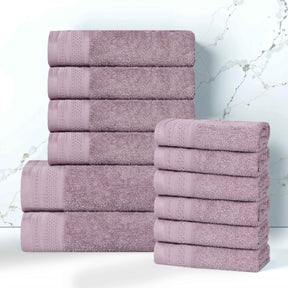 Honeycomb Textured Waffle Border Cotton 12 Piece Towel Set