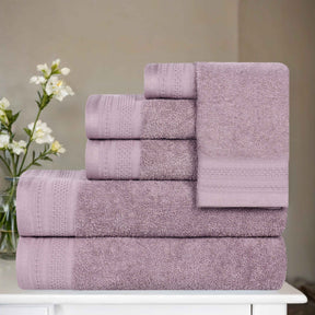 Honeycomb Textured Waffle Border Cotton 6 Piece Towel Set