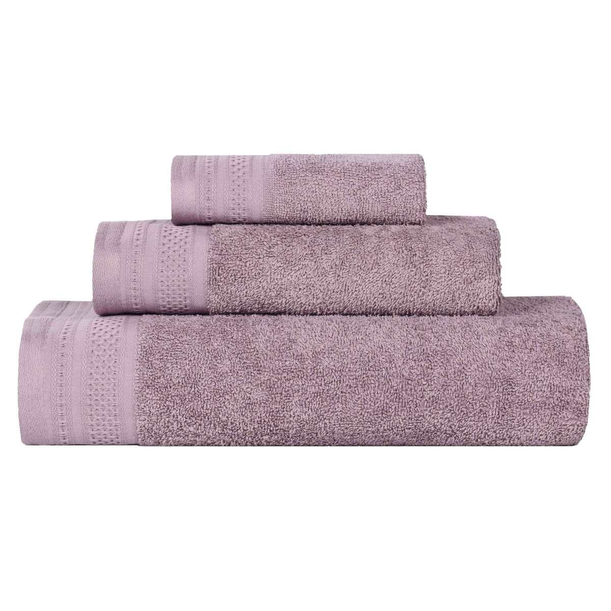 Honeycomb Textured Waffle Border Cotton 3 Piece Towel Set