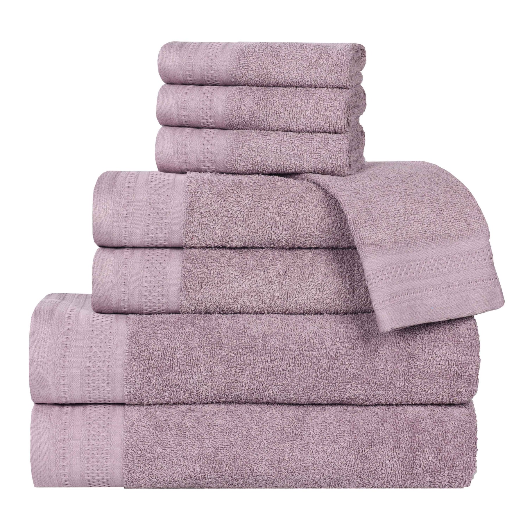 Honeycomb Textured Waffle Border Cotton 8 Piece Towel Set