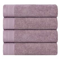 Honeycomb Textured Waffle Border Cotton Bath Towels, Set of 4