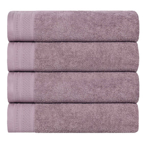 Honeycomb Textured Waffle Border Cotton Bath Towels, Set of 4