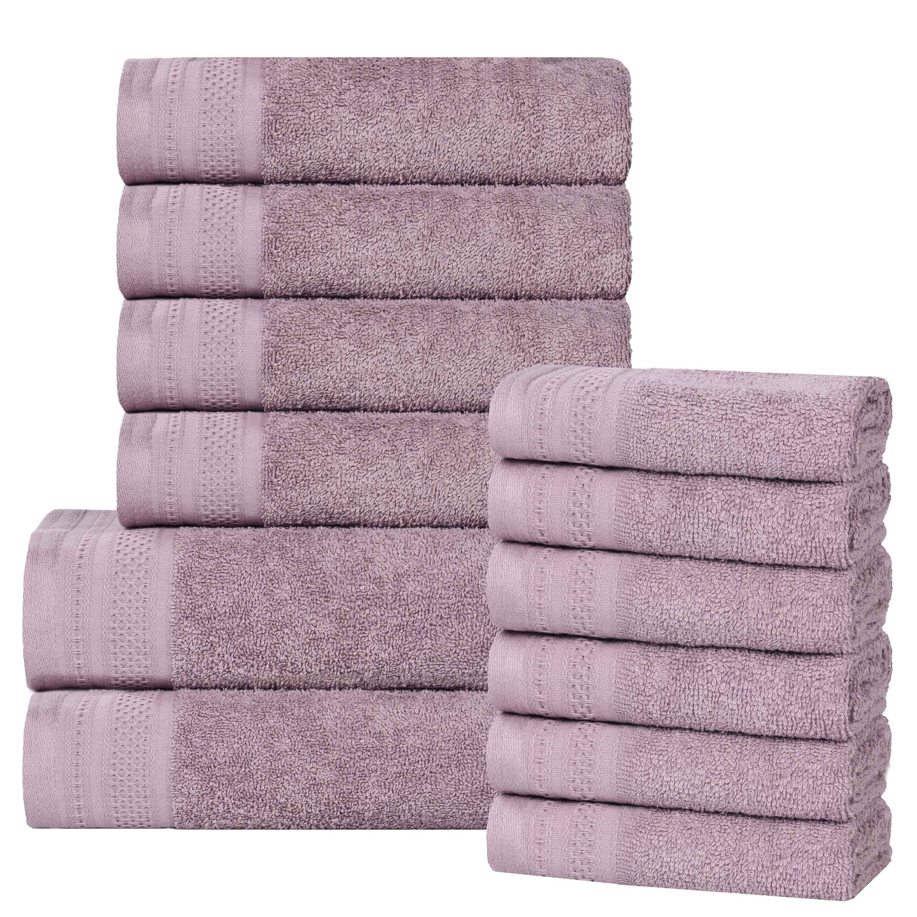 Honeycomb Textured Waffle Border Cotton 12 Piece Towel Set