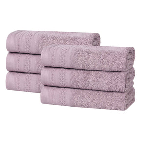 Honeycomb Textured Waffle Border Cotton Face Towels, Set of 6