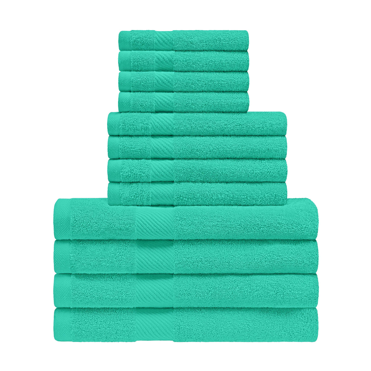 Eco-Friendly Egyptian Cotton Cotton Absorbent 12 Piece Assorted Towel Set - SeaGreen