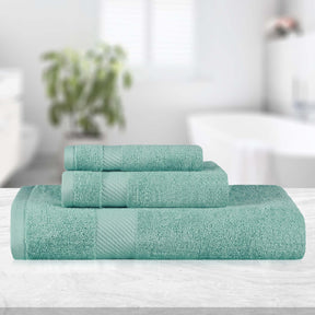 Kendell Egyptian Cotton Quick Drying 3 Piece Towel Set - SeaFoam