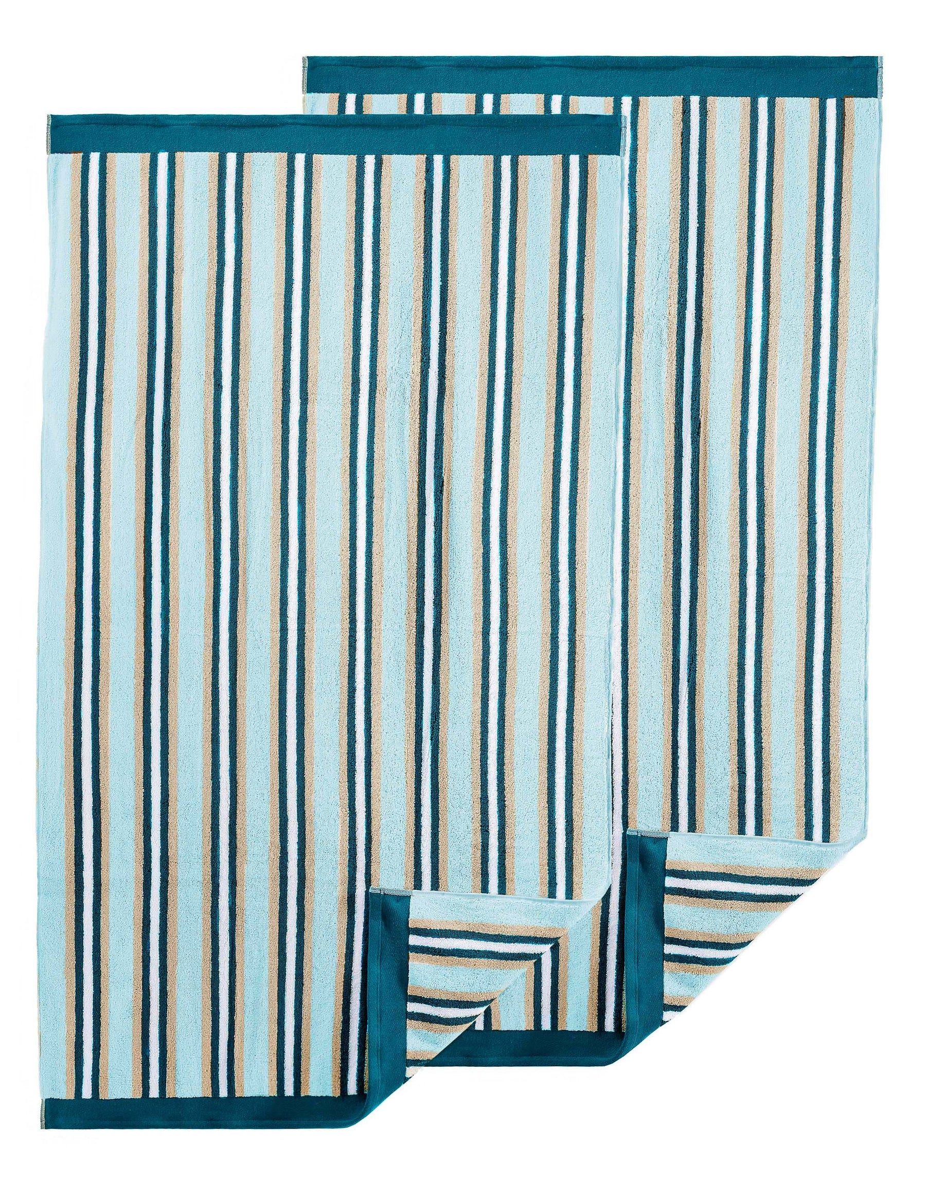 Cotton Striped 2 Piece Bath Sheet Set - Seafoam