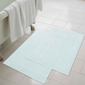 Nora Cotton Solid Absorbent Thick Checkered Washable Bath Mat Set of 2