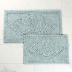 Myra Medallion Textured Jacquard Machine Washable Bath Rugs, Set of 2