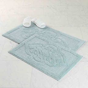 Myra Medallion Textured Jacquard Machine Washable Bath Rugs, Set of 2