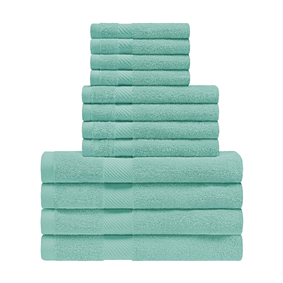 Eco-Friendly Egyptian Cotton Cotton Absorbent 12 Piece Assorted Towel Set - Seafoam