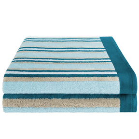 Cotton Striped 2 Piece Bath Sheet Set - Seafoam