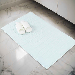 Nora Cotton Solid Absorbent Thick Checkered Washable Bath Mat Set of 2