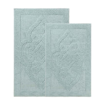 Myra Medallion Textured Jacquard Machine Washable Bath Rugs, Set of 2