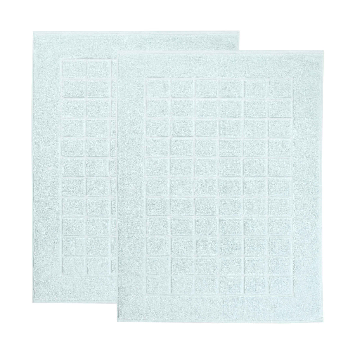 Nora Cotton Solid Absorbent Thick Checkered Washable Bath Mat Set of 2