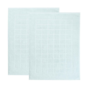 Nora Cotton Solid Absorbent Thick Checkered Washable Bath Mat Set of 2