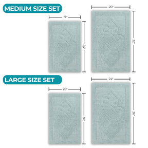 Myra Medallion Textured Jacquard Machine Washable Bath Rugs, Set of 2