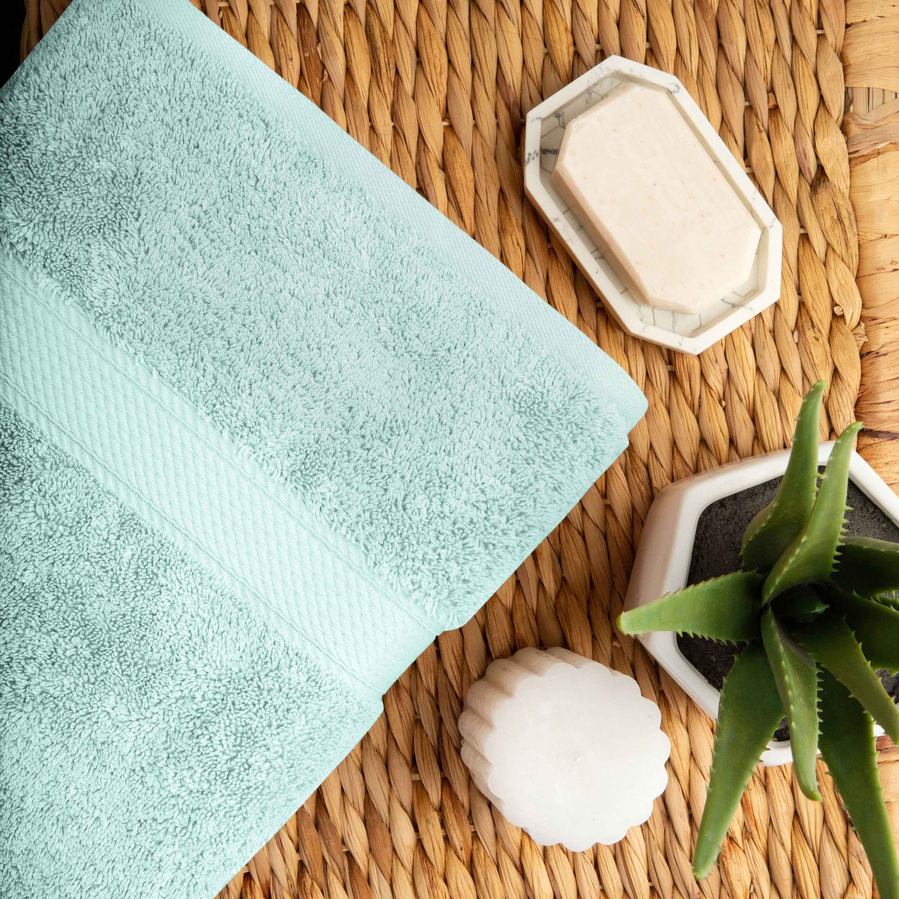 Egyptian Cotton Pile Heavyweight 2 Piece Bath Towel Set - Seafoam