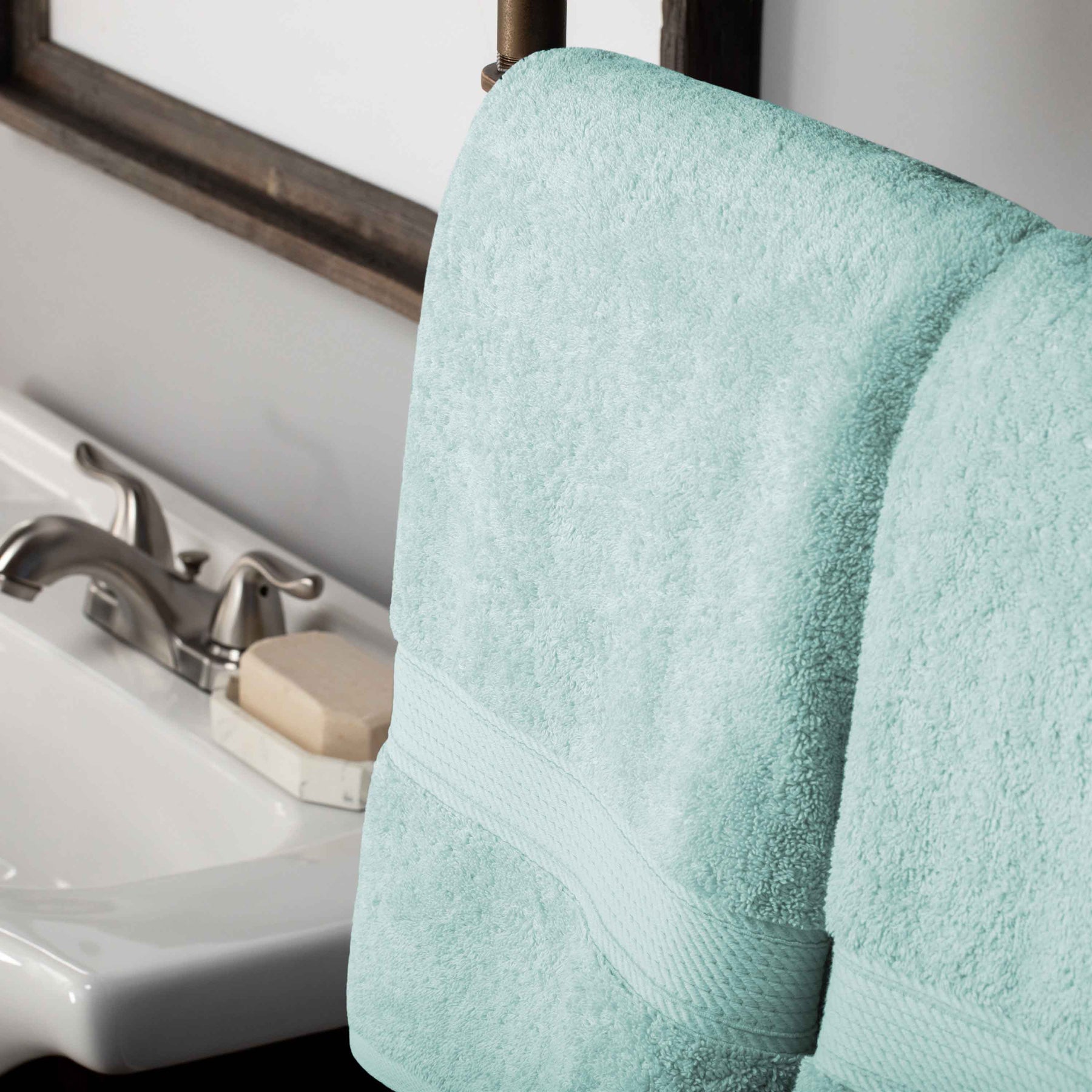 Egyptian Cotton Pile Heavyweight 2 Piece Bath Towel Set - Seafoam