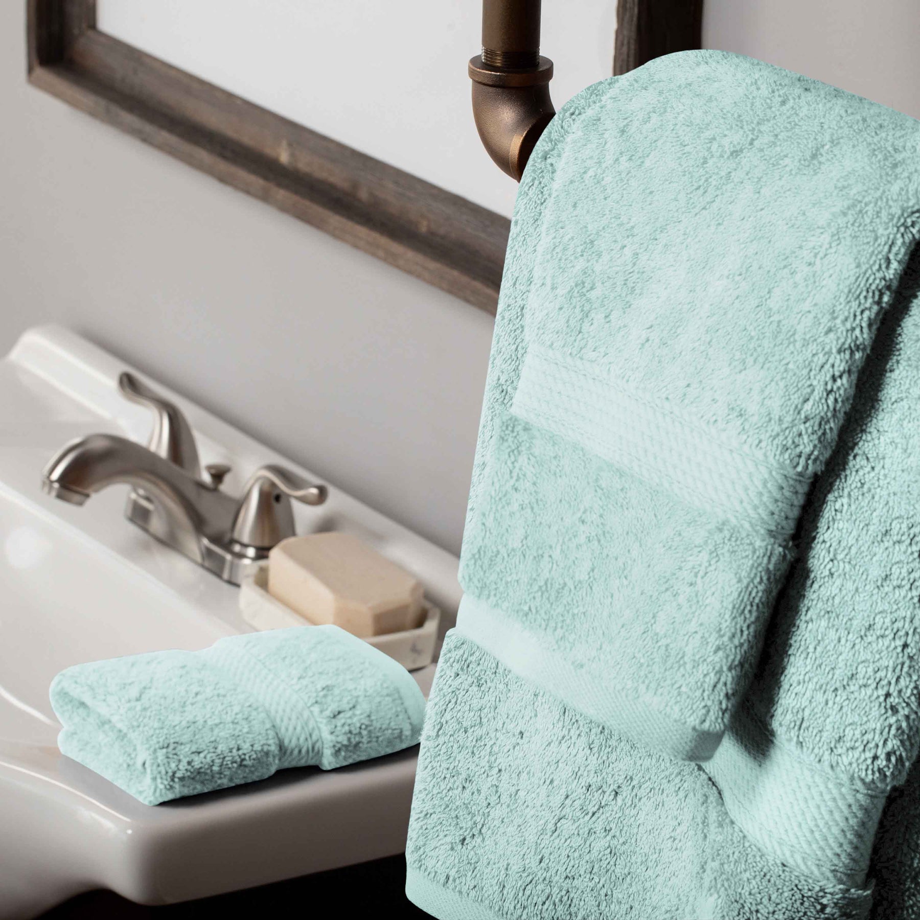 Egyptian Cotton Pile Heavyweight 2 Piece Bath Towel Set - Seafoam