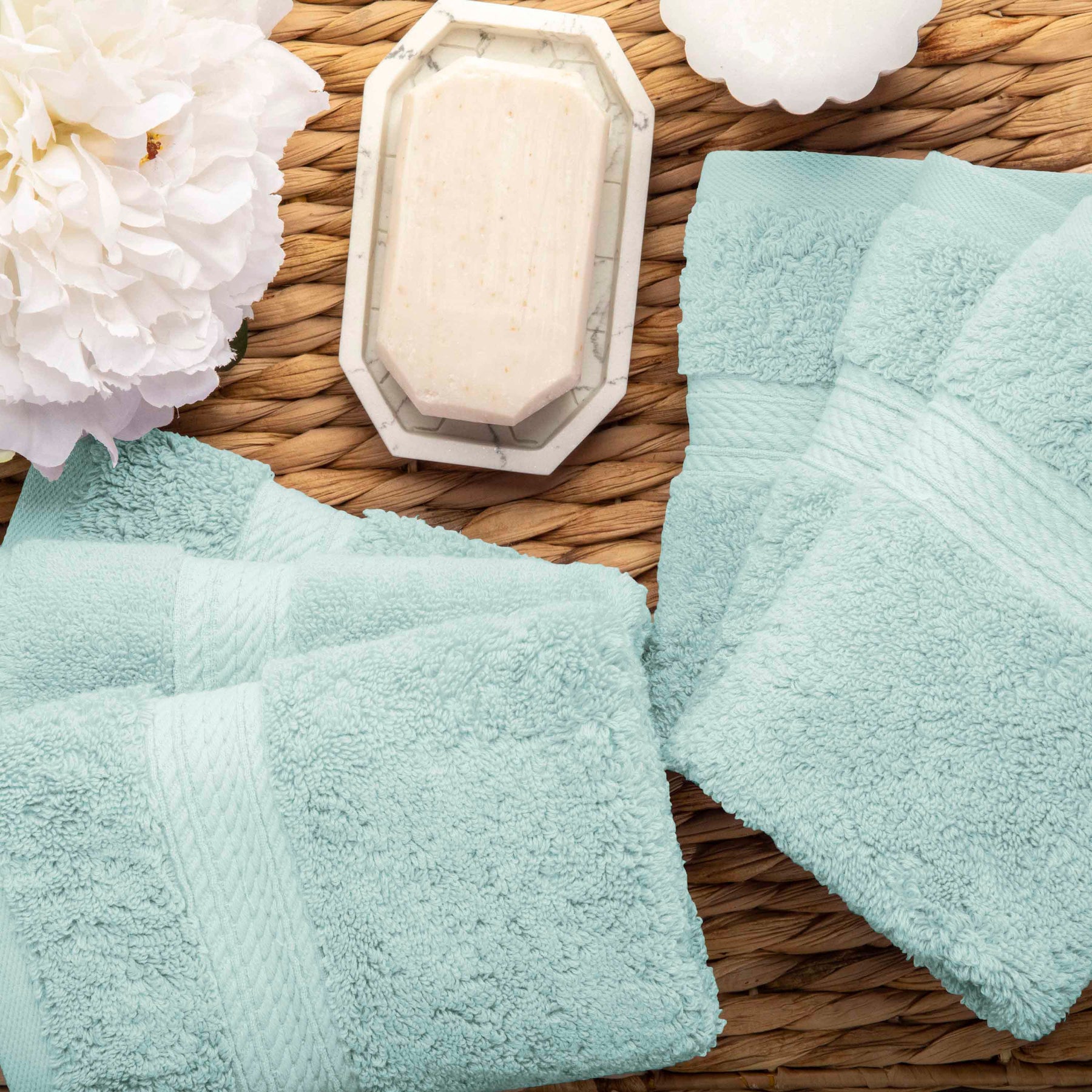 Egyptian Cotton Pile Heavyweight 6 Piece Towel Set - Seafoam