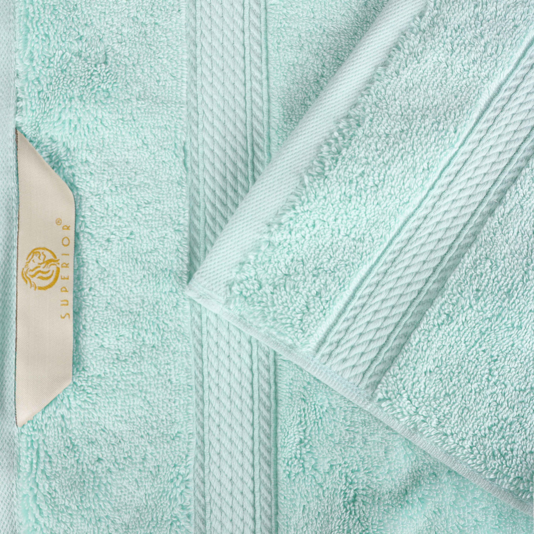 Egyptian Cotton Pile 8 Piece Ultra Plush Solid Towel Set - Seafoam