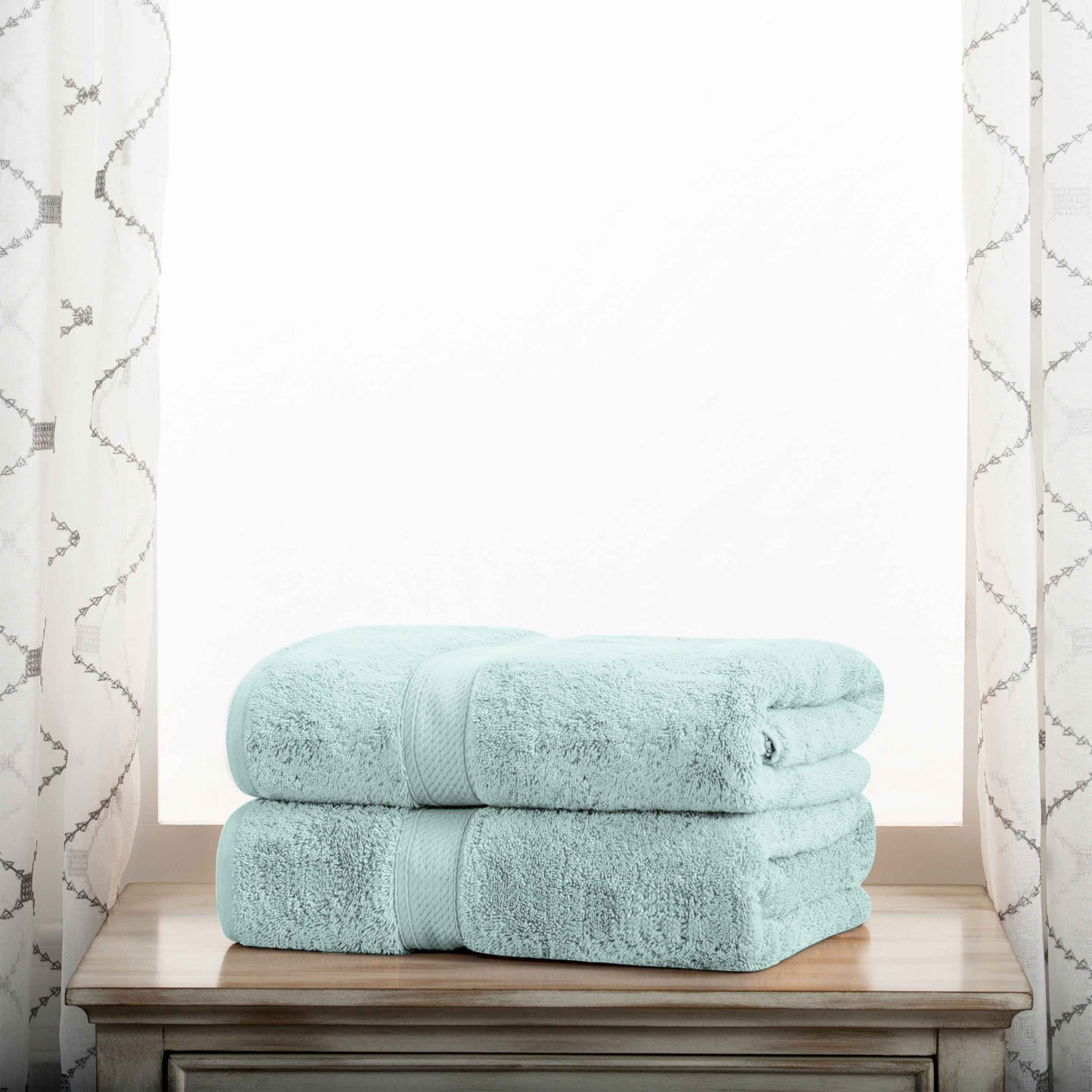 Egyptian Cotton Pile Heavyweight 2 Piece Bath Towel Set - Seafoam