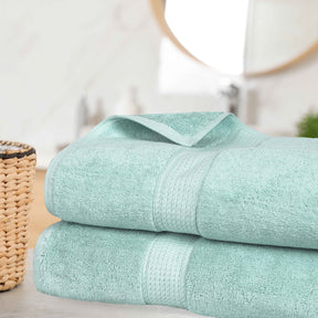 Egyptian Cotton Pile Absorbent 2 Piece Plush Solid Bath Sheet Set - Seafoam