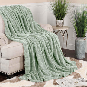 Arctic Boho Knit Jacquard Fleece Plush Medium Weight Fluffy Blanket - SeaFoam